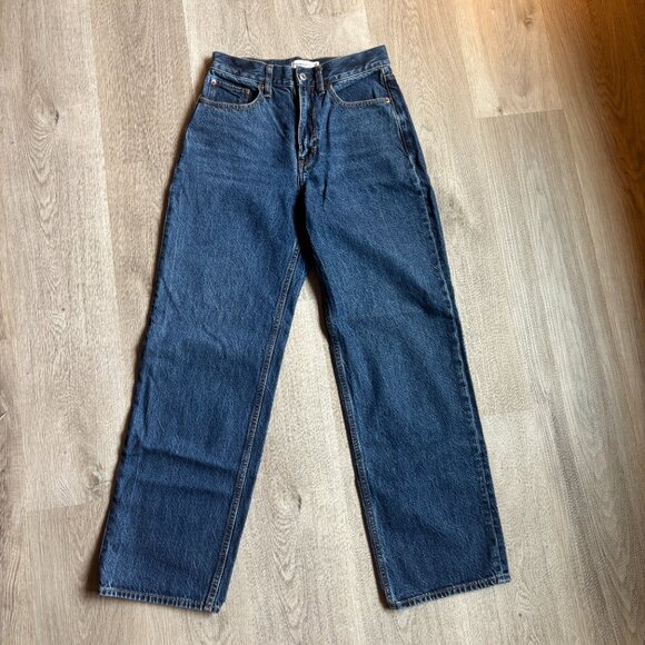 Abercrombie High Rise Loose Wide Leg Jean Dark Marble Color Wash size 26 - Picture 7 of 15